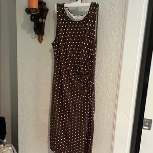 Brown Polka Dot Sleeveless Dress